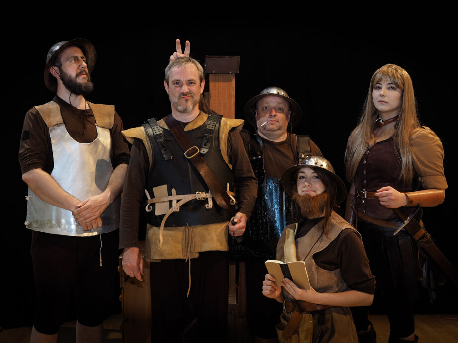 Cast photo from Terry Pratchett's The Truth, performed in Cardiff by Peculiar Productions theatre company.